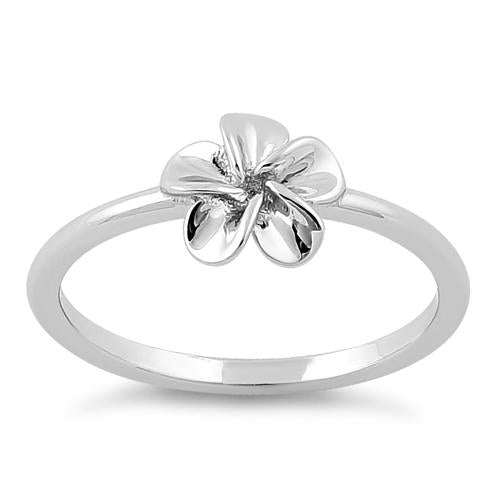Sterling Silver Single Plumeria Flower Ring