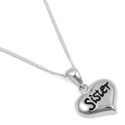 Sterling Silver "Sister" Pendant Necklace