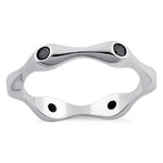 Sterling Silver Six Sided Black CZ Ring