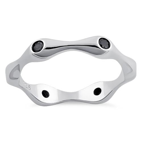 Sterling Silver Six Sided Black CZ Ring