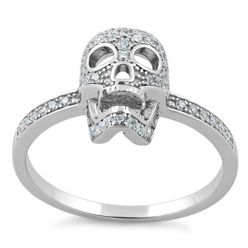 Sterling Silver Skull CZ Ring