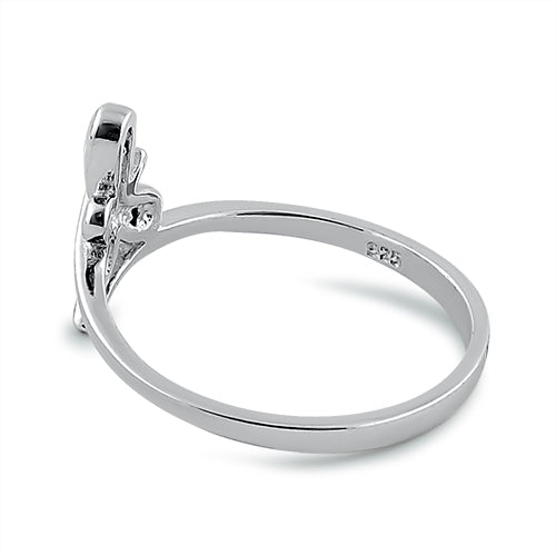 Sterling Silver Small Butterfly CZ Ring