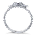 Sterling Silver Small Love Birds Kissing CZ Ring