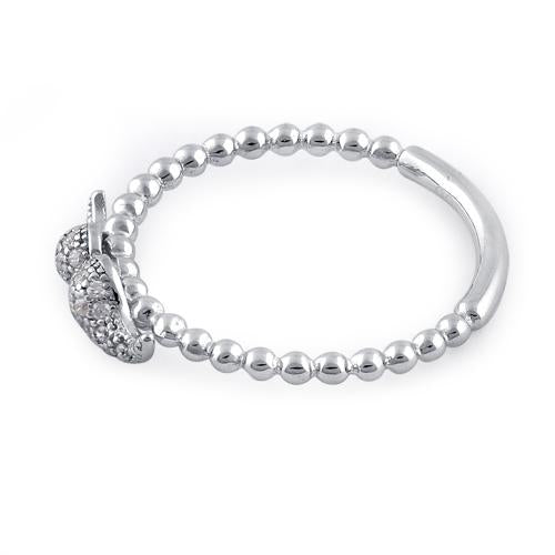 Sterling Silver Small Love Birds Kissing CZ Ring