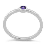 Sterling Silver Small Round Cut Amethyst CZ Ring
