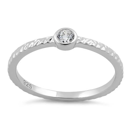 Sterling Silver Small Round Cut Clear CZ Ring