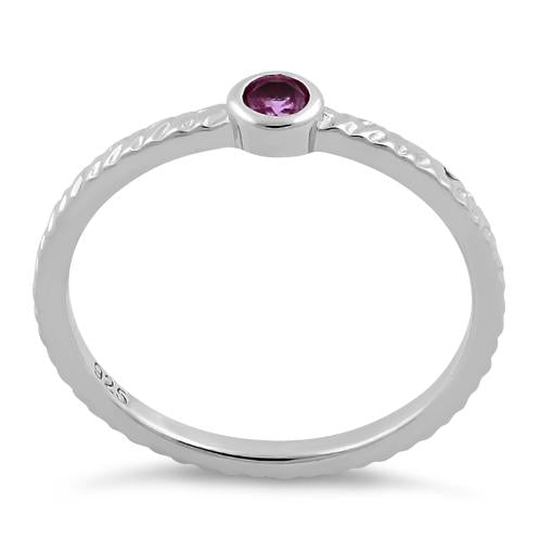 Sterling Silver Small Round Cut Pink CZ Ring