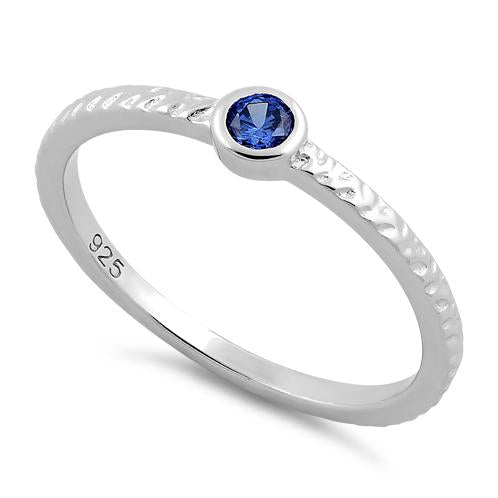 Sterling Silver Small Round Cut Tanzanite CZ Ring