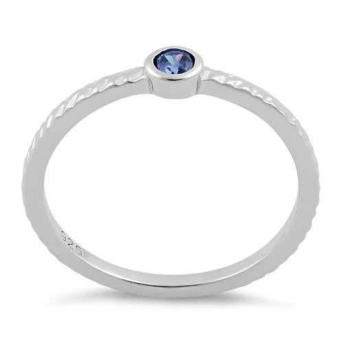 Sterling Silver Small Round Cut Tanzanite CZ Ring