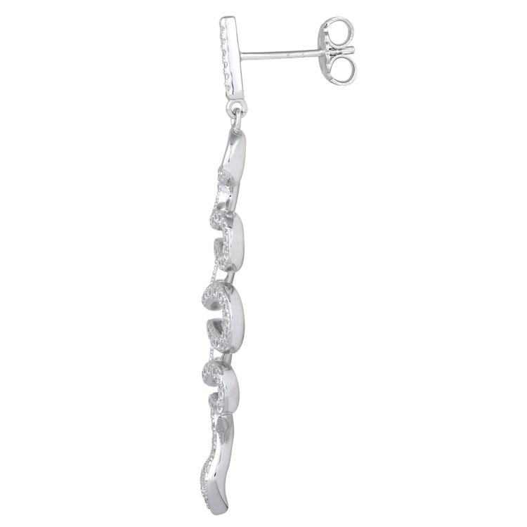 Sterling Silver Snake CZ Dangle Earrings