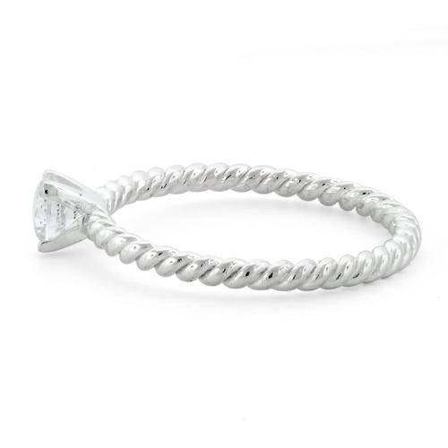 Sterling Silver Solitaire CZ Rope Ring