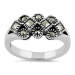 Sterling Silver Square and Round Marcasite Ring