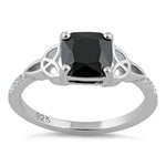 Sterling Silver Square Black Celtic CZ Ring