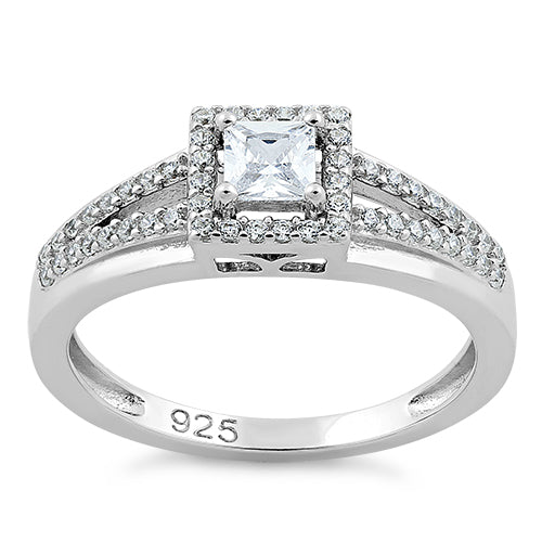 Sterling Silver Square Clear CZ Ring