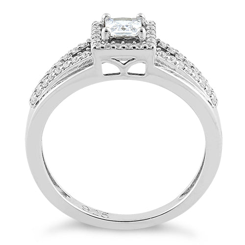 Sterling Silver Square Clear CZ Ring