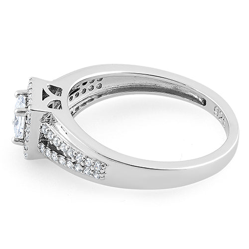 Sterling Silver Square Clear CZ Ring