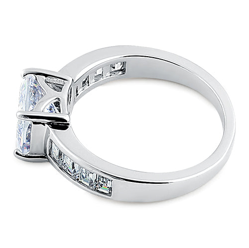 Sterling Silver Square Cut Clear CZ Engagement Ring