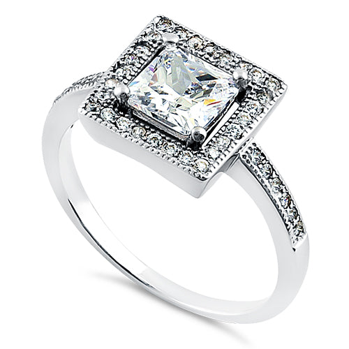 Sterling Silver Square CZ Ring