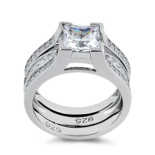 Sterling Silver Square CZ Set Ring