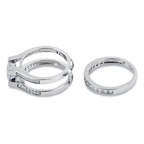 Sterling Silver Square CZ Set Ring