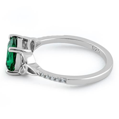 Sterling Silver Square Emerald Celtic CZ Ring