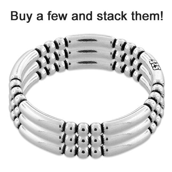 Sterling Silver Stackable Bead and Bar Ring