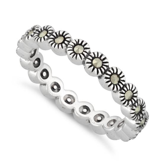 Sterling Silver Stackable Eternity Marcasite Ring