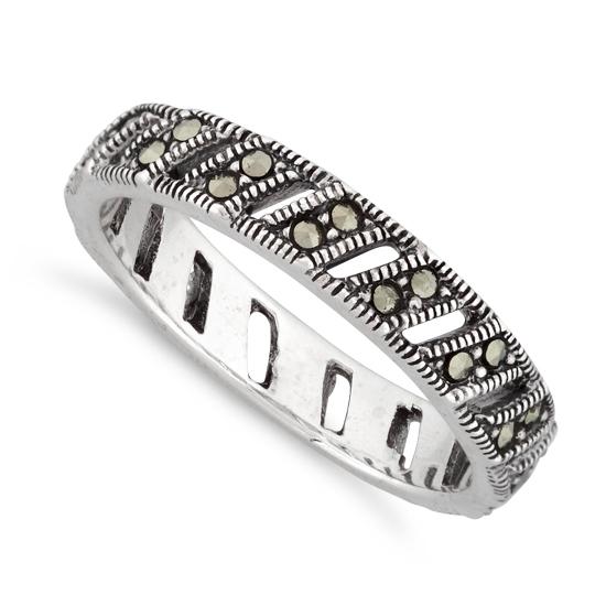 Sterling Silver Stackable Eternity Marcasite Ring