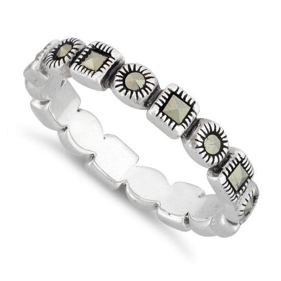 Sterling Silver Stackable Eternity Marcasite Ring