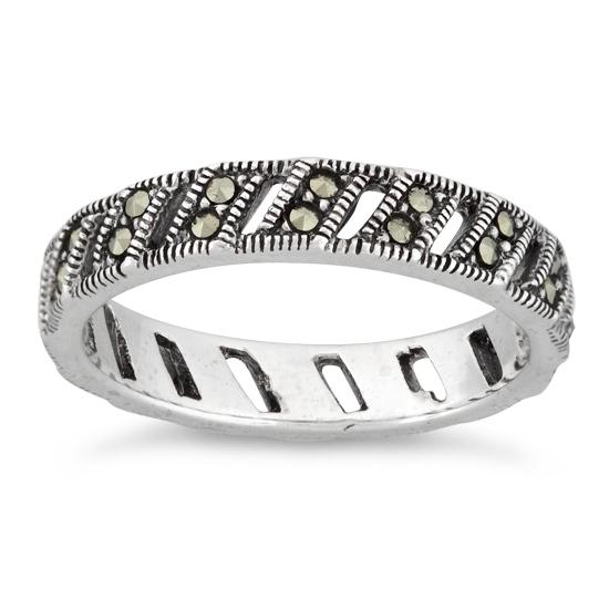 Sterling Silver Stackable Eternity Marcasite Ring