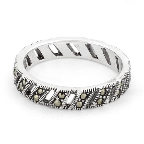 Sterling Silver Stackable Eternity Marcasite Ring