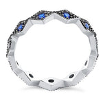 Sterling Silver Stackable Ridged Eternity Blue Spinel CZ Ring