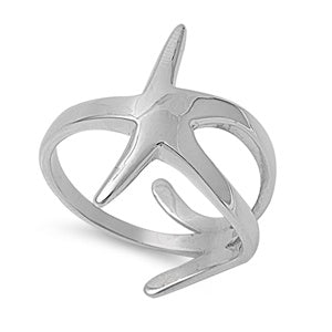 Sterling Silver Star Fish Slick Style Ring