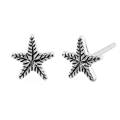 Sterling Silver Star Fish Stud Earrings