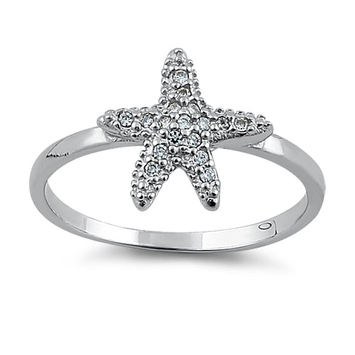 Sterling Silver Starfish CZ Ring