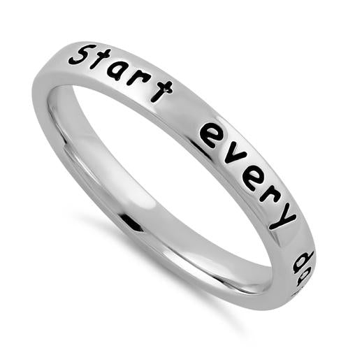 Sterling Silver "Start every day with a smile" Ring