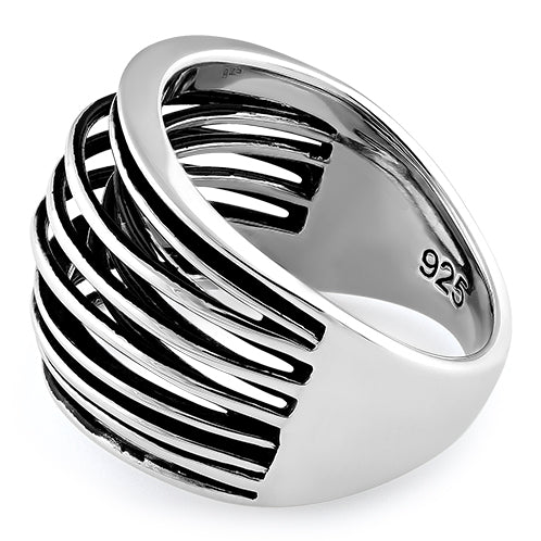 Sterling Silver String Pattern Ring