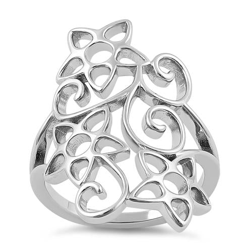 Sterling Silver Summer Flowers Ring