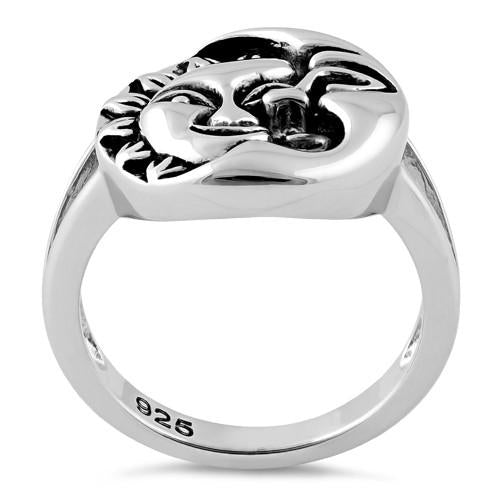 Sterling Silver Sun and Moon Ring