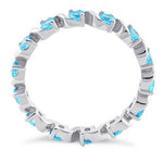Sterling Silver Swirl Aqua Blue Eternity CZ Ring