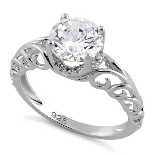 Sterling Silver Swirl Design Clear CZ Ring