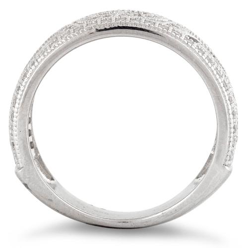 Sterling Silver Swirl Design Pave CZ Ring