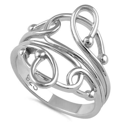 Sterling Silver Swirl Dots Ring