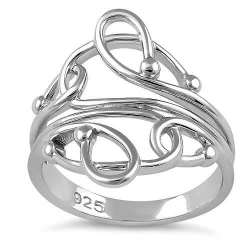 Sterling Silver Swirl Dots Ring