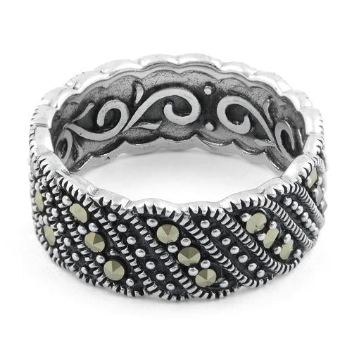 Sterling Silver Swirl Eternity Marcasite Ring