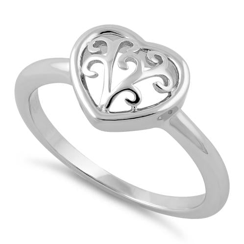 Sterling Silver Swirl Heart Ring
