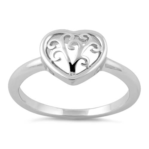 Sterling Silver Swirl Heart Ring