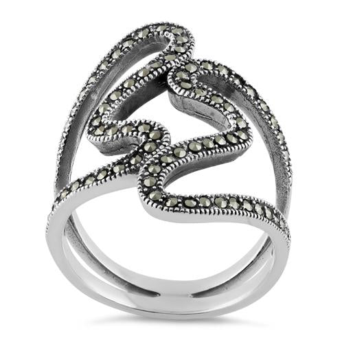 Sterling Silver Swirl Marcasite Ring