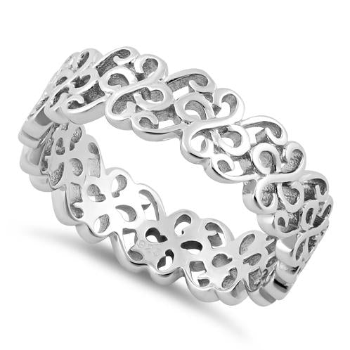 Sterling Silver Swirl Pattern Band Ring
