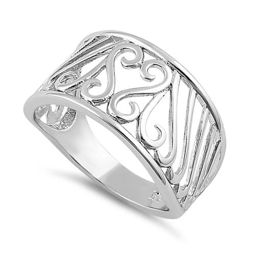 Sterling Silver Swirly Heart Ring